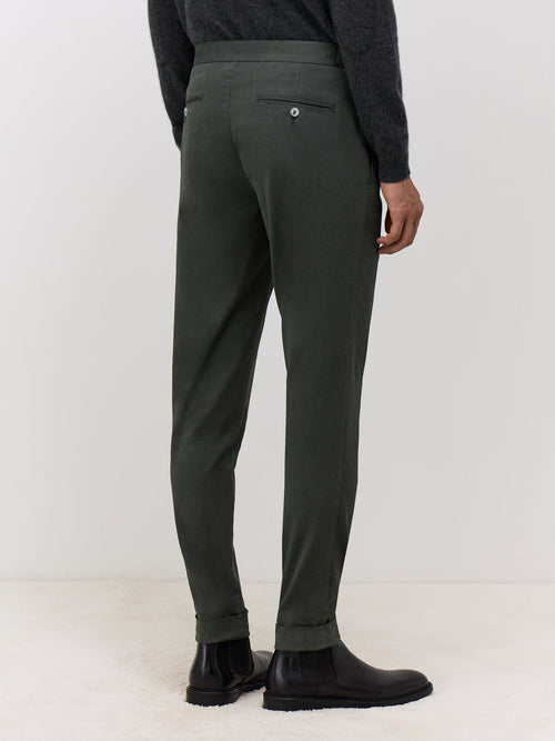 Chino slack skinny 7/8 en coton mélangé olive - 2 - Father & Sons   - 15 