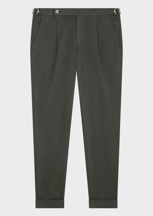 Chino slack skinny 7/8 en coton mélangé olive - Father & Sons   - 5 