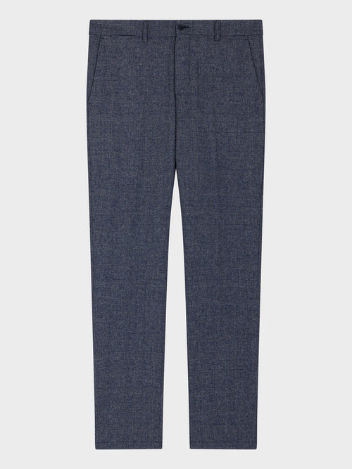 Pantalon coordonnable Slim en laine mélangée bleu turquin Prince de Galles - Father & Sons   - 3 