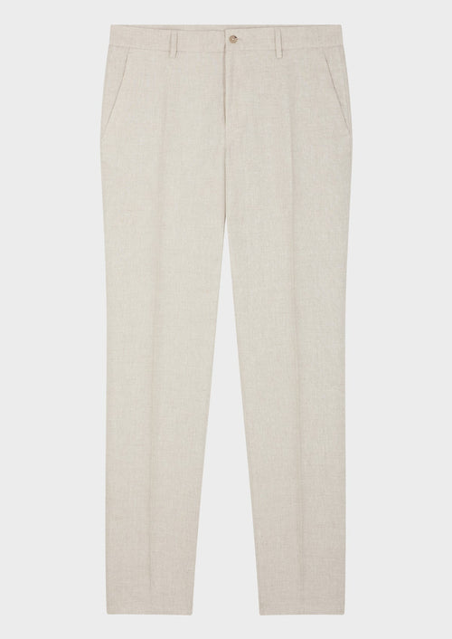 Pantalon coordonnable Slim en lin uni beige - 1 - Father & Sons   - 19 