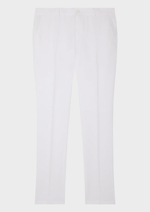 Pantalon coordonnable Slim en lin uni blanc - 1 - Father & Sons   - 11 