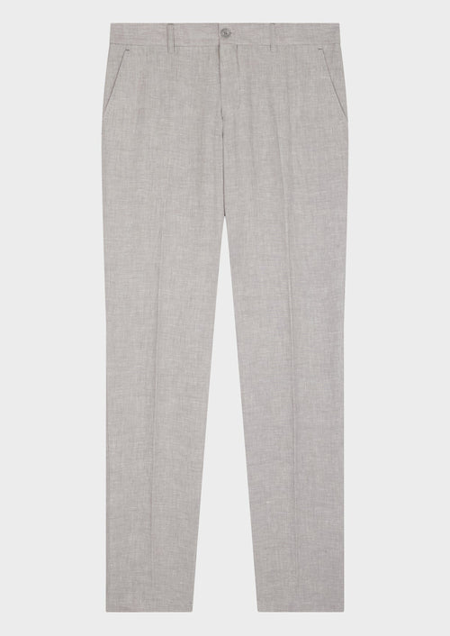 Pantalon coordonnable Slim en lin uni gris perle - Father & Sons   - 3 