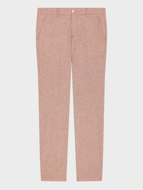 Pantalon coordonnable Slim en coton et lin unis terracotta - Father & Sons   -  