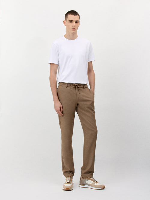 Pantalon casual skinny marron - Father & Sons   - 4 