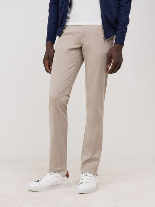 Chino slack skinny en coton stretch uni beige - 1 - Father & Sons   - 7 