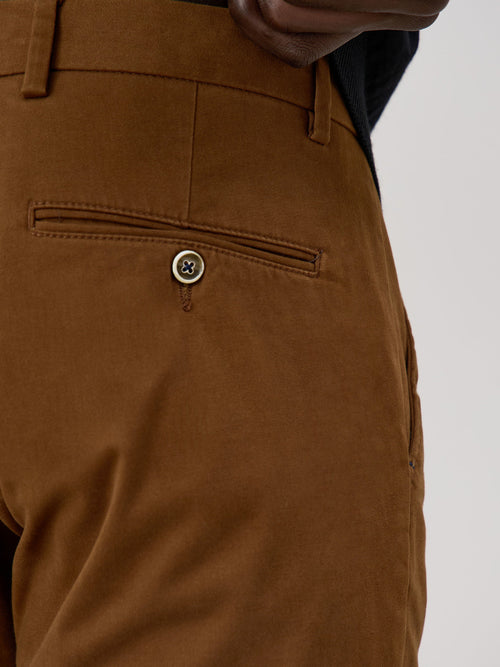 Chino slack skinny en coton stretch uni camel - Father & Sons   - 3 