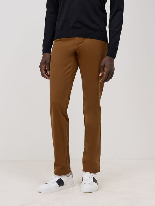 Chino slack skinny en coton stretch uni camel - 1 - Father & Sons   - 11 