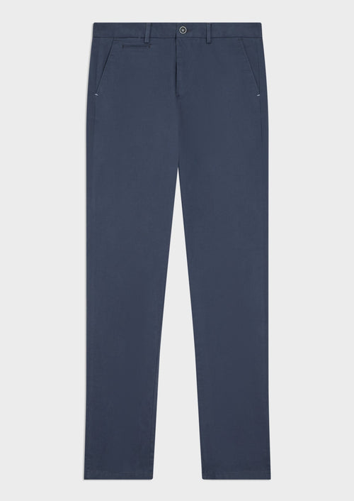 Chino slack skinny en coton stretch uni bleu indigo - Father & Sons   - 5 