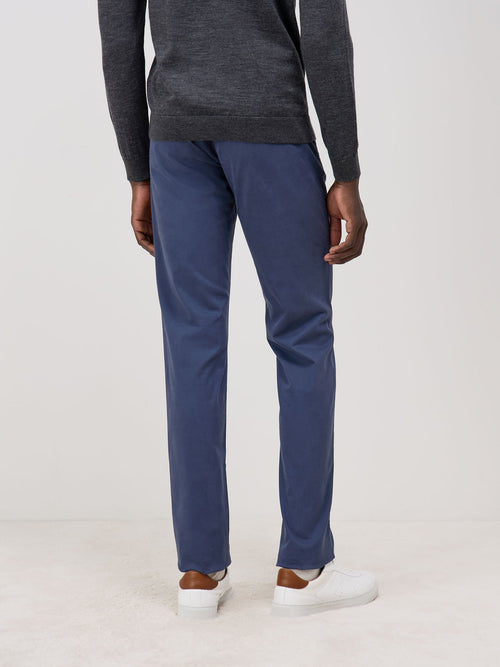 Chino slack skinny en coton stretch uni bleu indigo - 2 - Father & Sons   - 9 