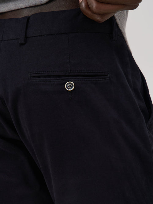 Chino slack skinny en coton stretch uni noir - Father & Sons   - 3 