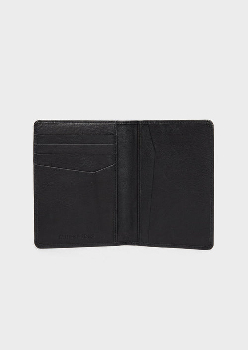 Portefeuille pour passeport en cuir grainé noir - Father & Sons   - 2 