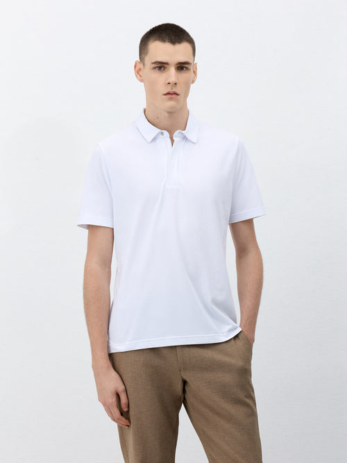 Polo Slim en coton mélangé blanc - Father & Sons   -  