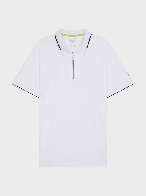 Polo Slim en coton mélangé blanc - Father & Sons   - 1 