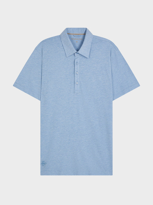 Polo Slim en coton mélangé bleu ciel - Father & Sons   - 1 