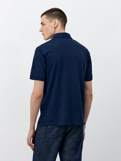 Polo Slim en coton mélangé bleu marine - Father & Sons   - 2 