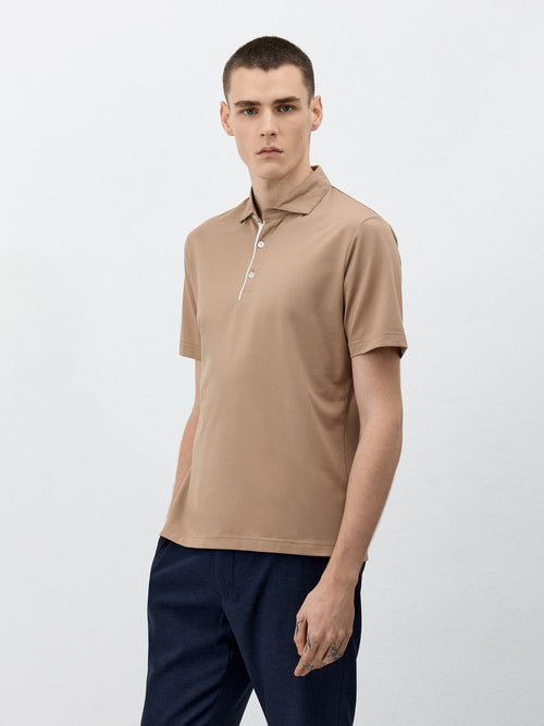 Polo Slim en coton mélangé beige - 1 - Father & Sons   - 17 