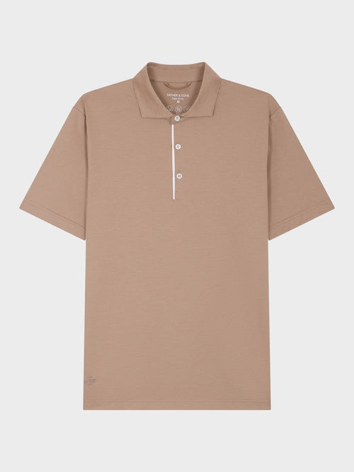 Polo Slim en coton mélangé beige - Father & Sons   - 3 