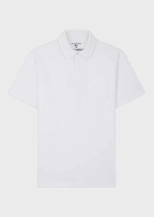 Polo Prodigieux en coton mélangé uni blanc - 1 - Father & Sons   - 19 