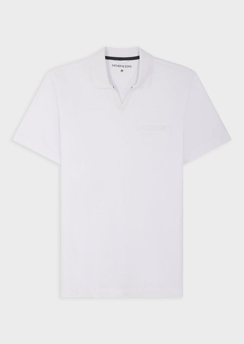 Polo manches courtes Slim en coton et lin unis blancs - 1 - Father & Sons   - 3 