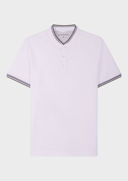 Polo manches courtes Slim en coton uni blanc à col officier - 1 - Father & Sons   - 9 