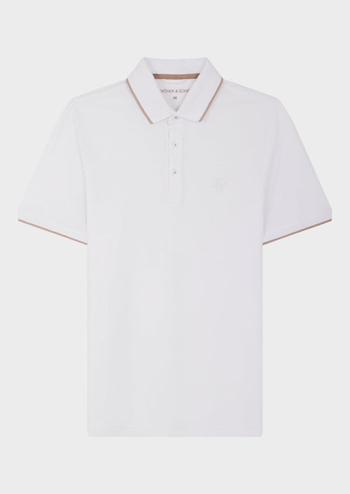 Polo manches courtes Slim en coton uni blanc - 1 - Father & Sons   - 5 