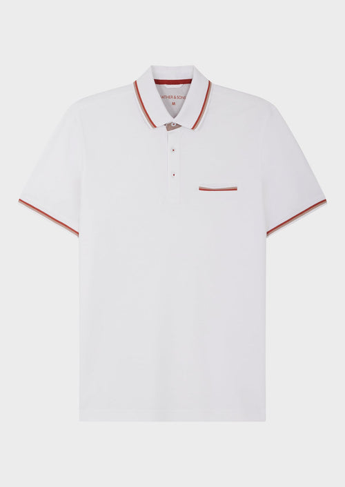 Polo manches courtes Slim en coton uni blanc - Father & Sons   - 1 