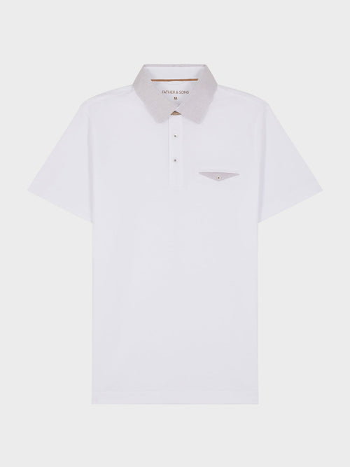 Polo manches courtes Slim en coton uni blanc - Father & Sons   - 1 