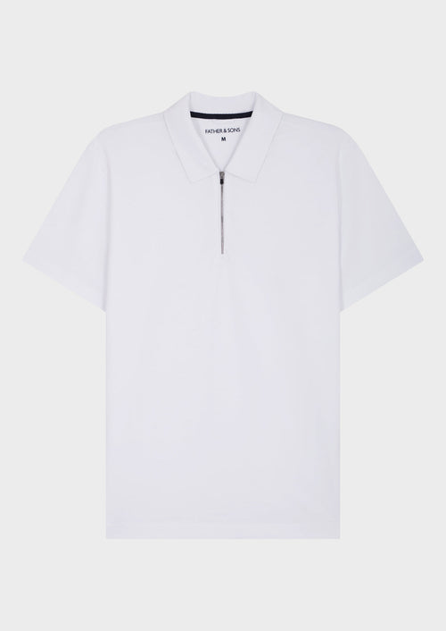 Polo manches courtes Slim en coton uni blanc - Father & Sons   - 1 