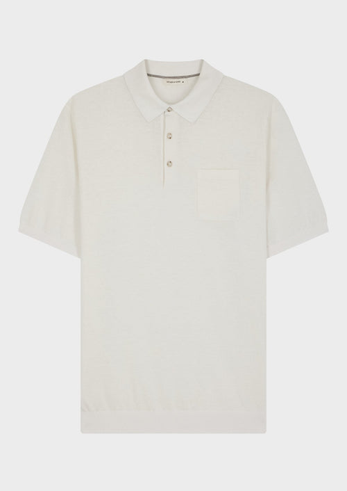 Polo manches courtes Slim en maille unie écrue - Father & Sons   - 1 