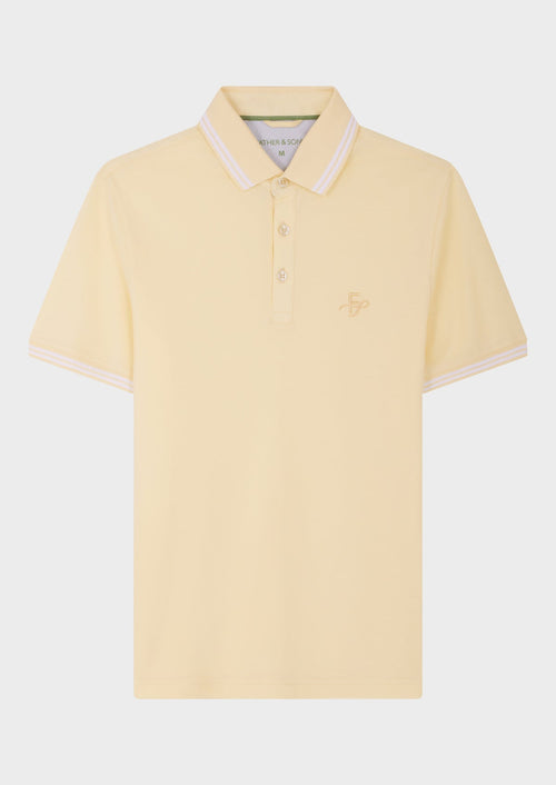 Polo manches courtes Slim en coton uni jaune - 1 - Father & Sons   - 17 