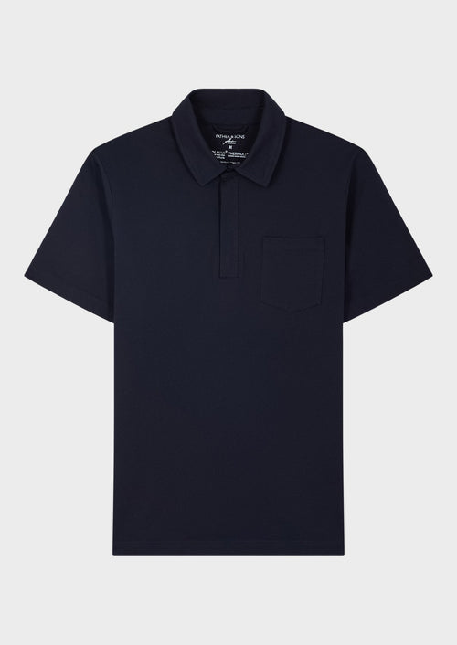 Polo Prodigieux en coton mélangé uni bleu marine - 1 - Father & Sons   - 4 