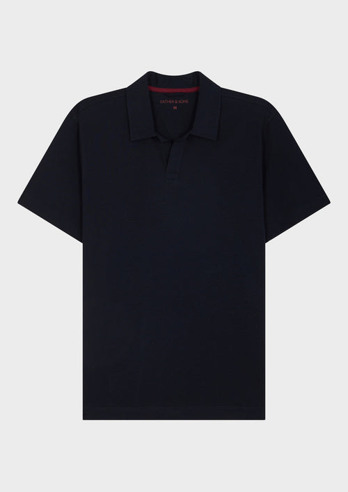 Polo manches courtes Slim en coton uni bleu marine - 1 - Father & Sons   - 10 