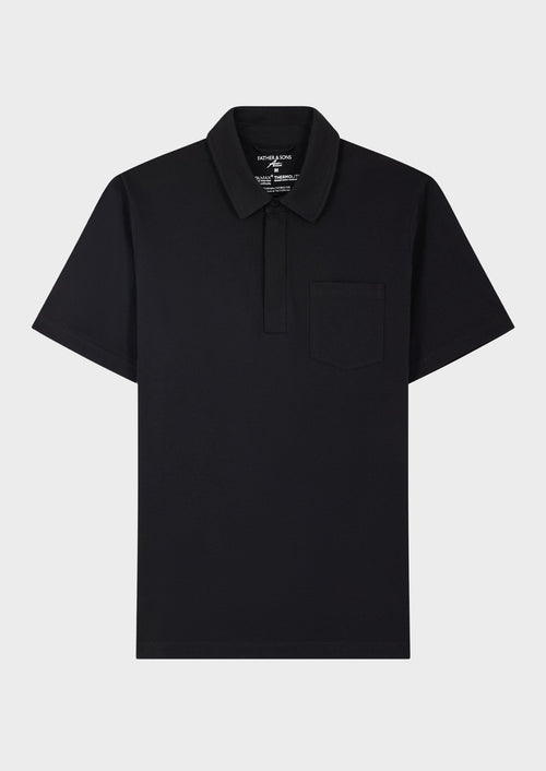 Polo Prodigieux en coton mélangé uni noir - Father & Sons   - 1 