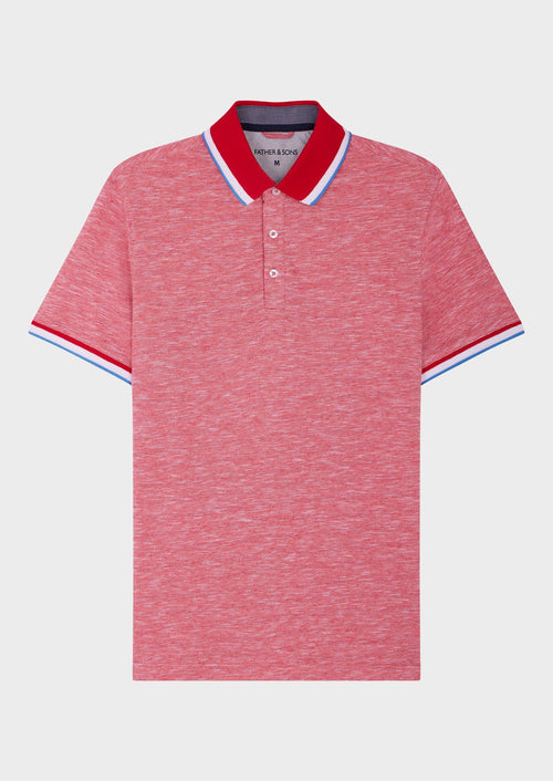 Polo manches courtes Slim en coton et lin unis rouges - Father & Sons   - 1 