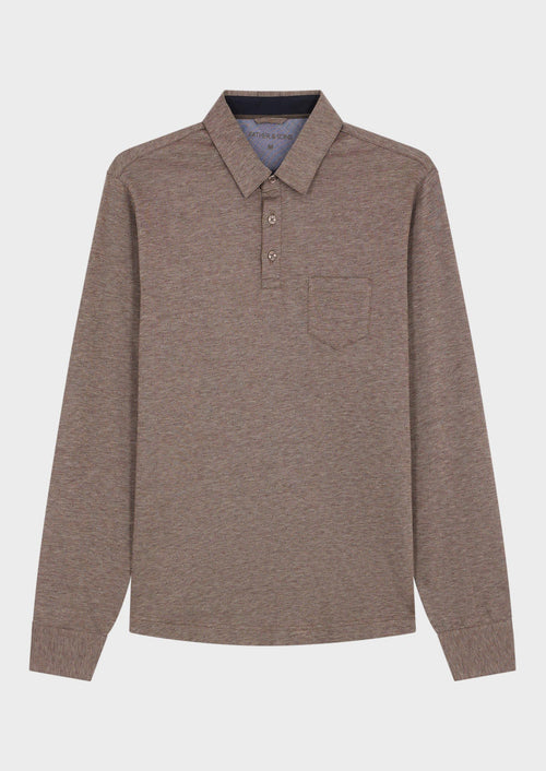 Polo manches longues Slim en coton chocolat à pois - 1 - Father & Sons   - 15 