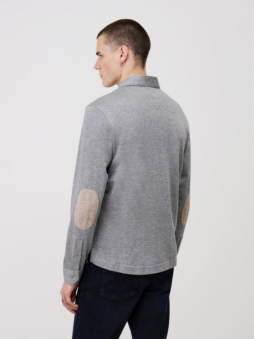 Polo manches longues Slim en coton gris - 2 - Father & Sons   - 3 