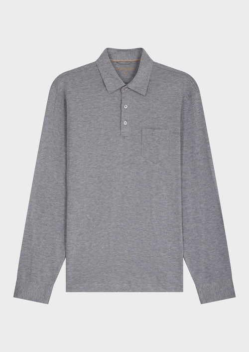 Polo manches longues Slim en coton gris - Father & Sons   - 5 