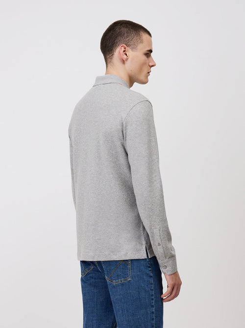 Polo manches longues Slim en coton gris - Father & Sons   - 2 