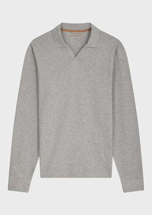 Polo manches longues Slim en coton gris - Father & Sons   - 4 