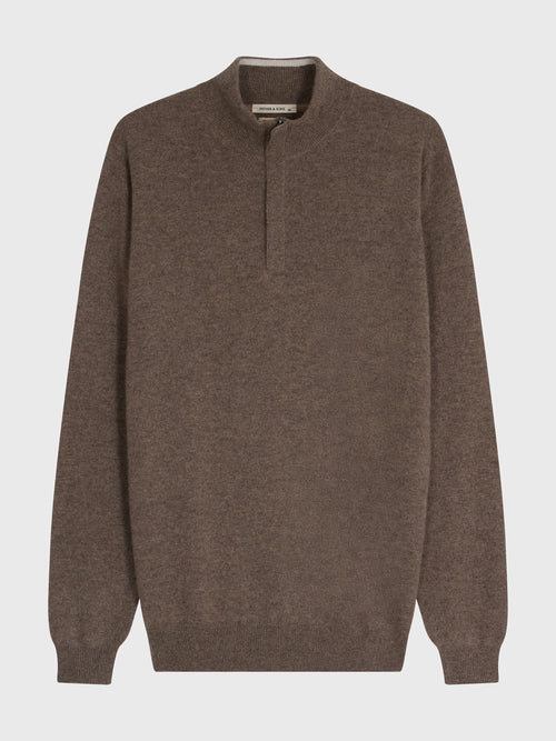 Pull col zippé en cachemire marron - Father & Sons   - 4 