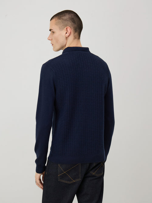 Pull col polo bleu indigo - 2 - Father & Sons   - 11 