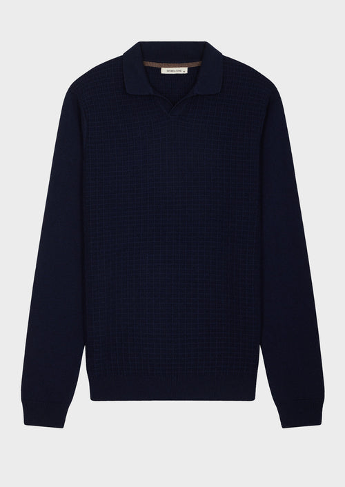 Pull col polo bleu indigo - Father & Sons   - 4 