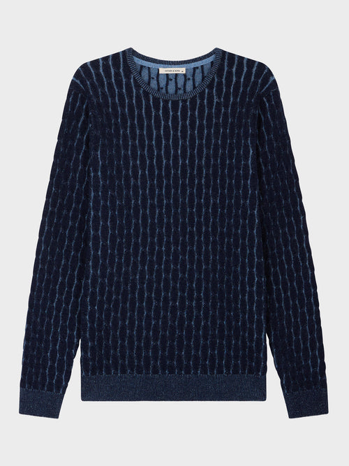 Pull col rond bleu indigo - 1 - Father & Sons   - 14 