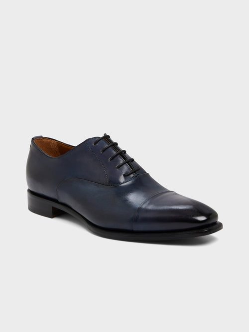 Richelieus en cuir lisse bleu marine - Father & Sons   -  