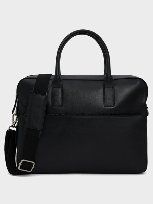 Sac ordinateur en cuir noir - 1 - Father & Sons   - 3 