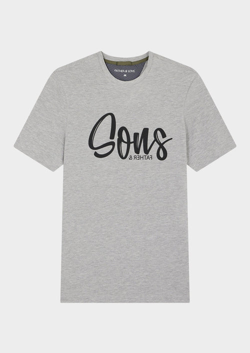 Tee-shirt manches courtes en coton col rond uni gris - 1 - Father & Sons   - 8 