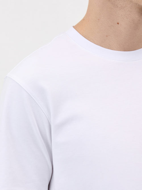 Tee-shirt col rond en coton blanc - Father & Sons   - 3 