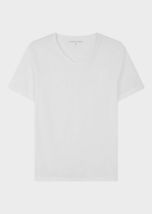 Tee-shirt manches courtes en coton col rond uni blanc - Father & Sons   -  