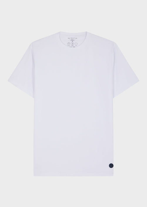 Tee-shirt Talentueux en polyester recyclé stretch col rond uni blanc - 1 - Father & Sons   - 7 