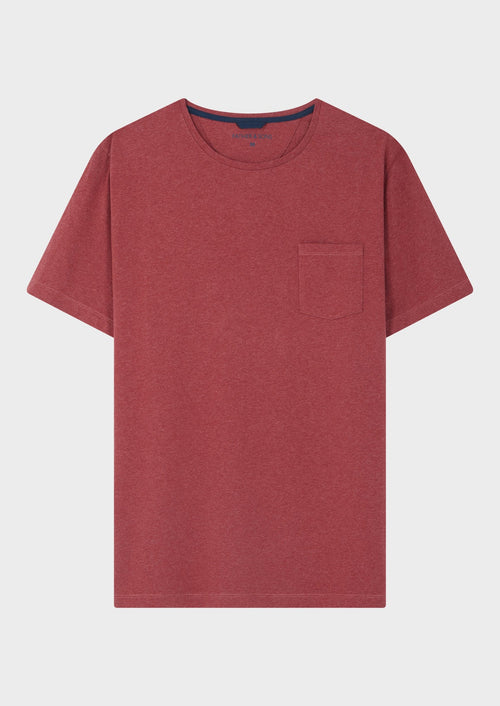 Tee-shirt manches courtes en coton col rond uni bordeaux - 1 - Father & Sons   - 15 